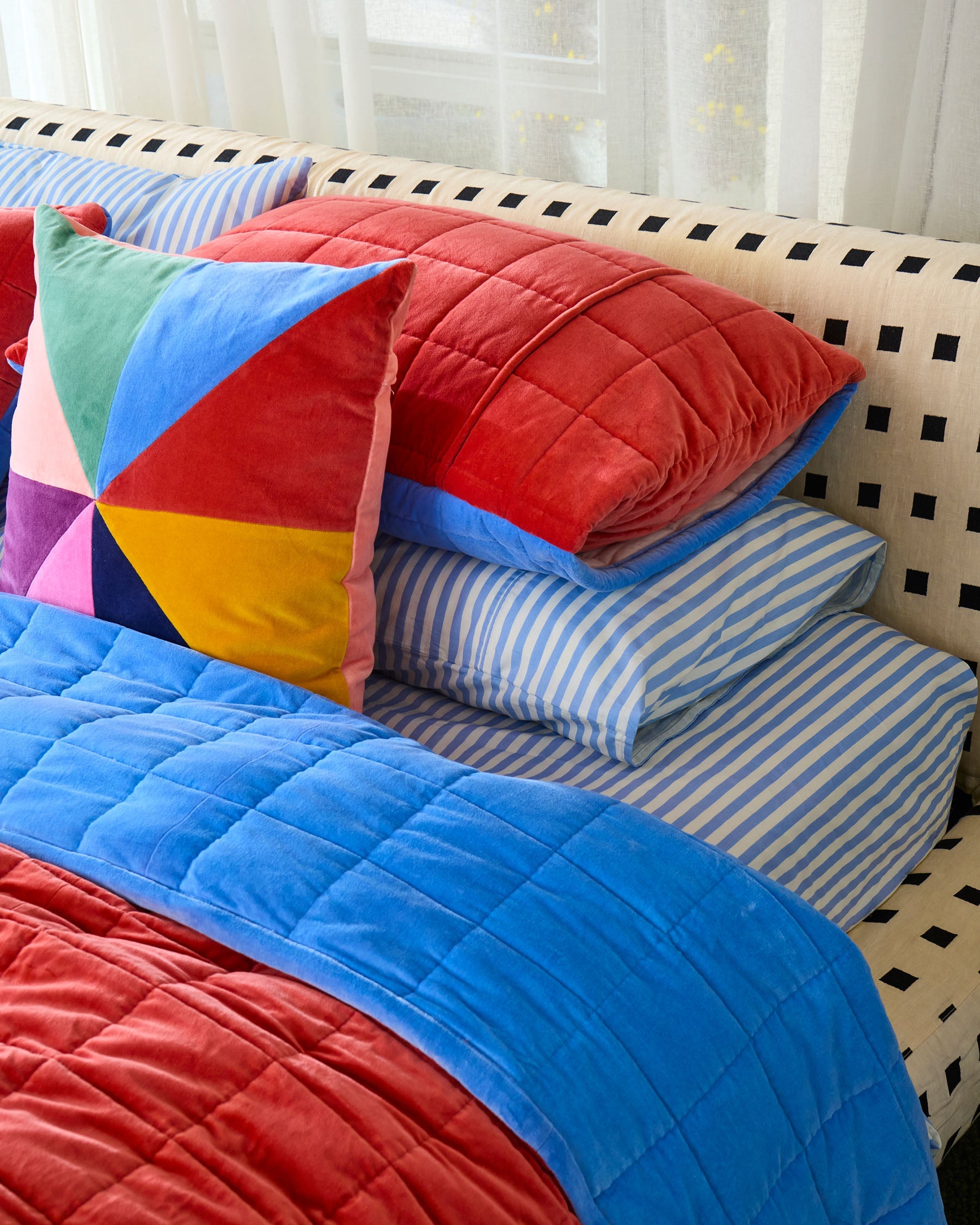 buy Lustre Panelled Velvet Cushion online Australia