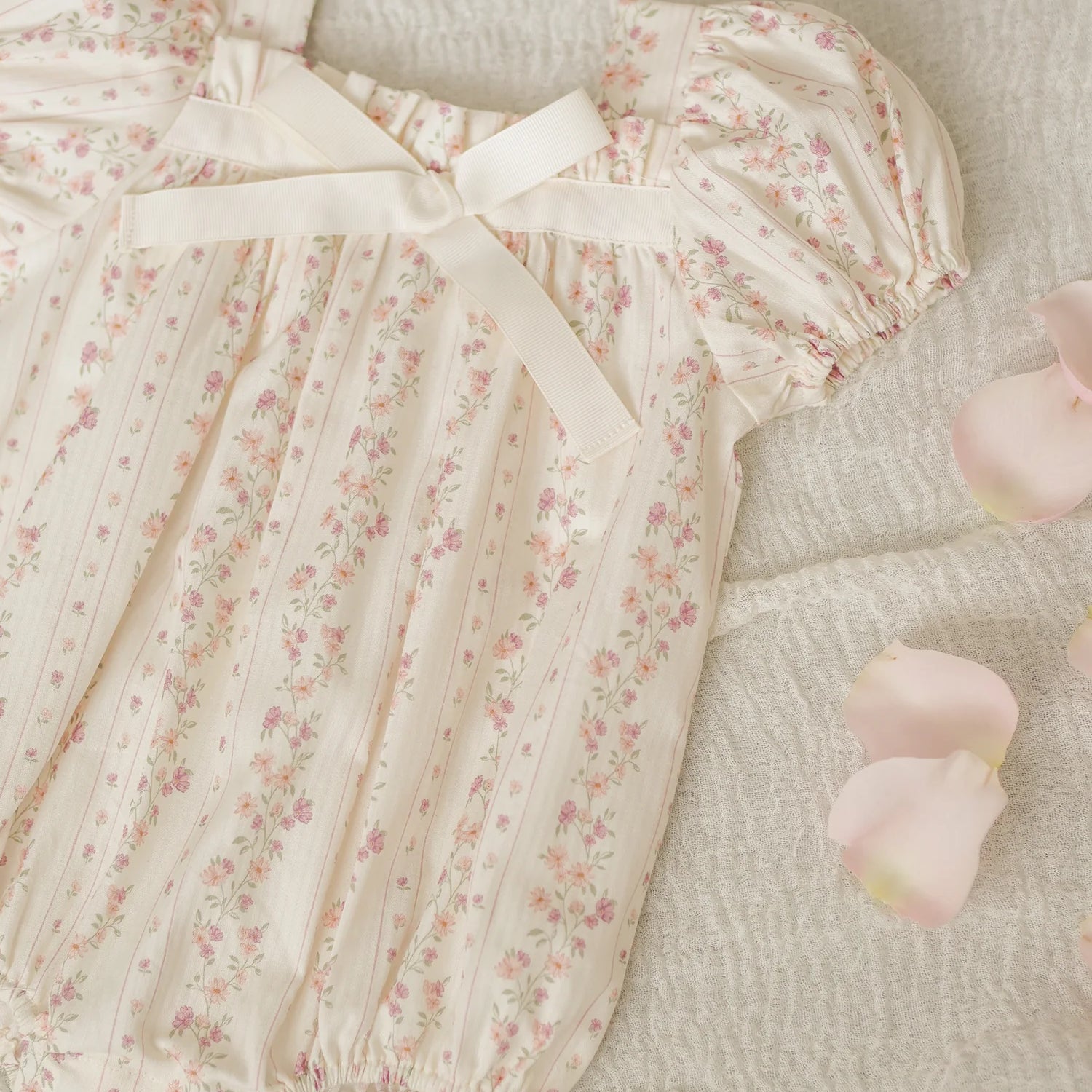 Lyla Romper Floral Stripe by Noralee