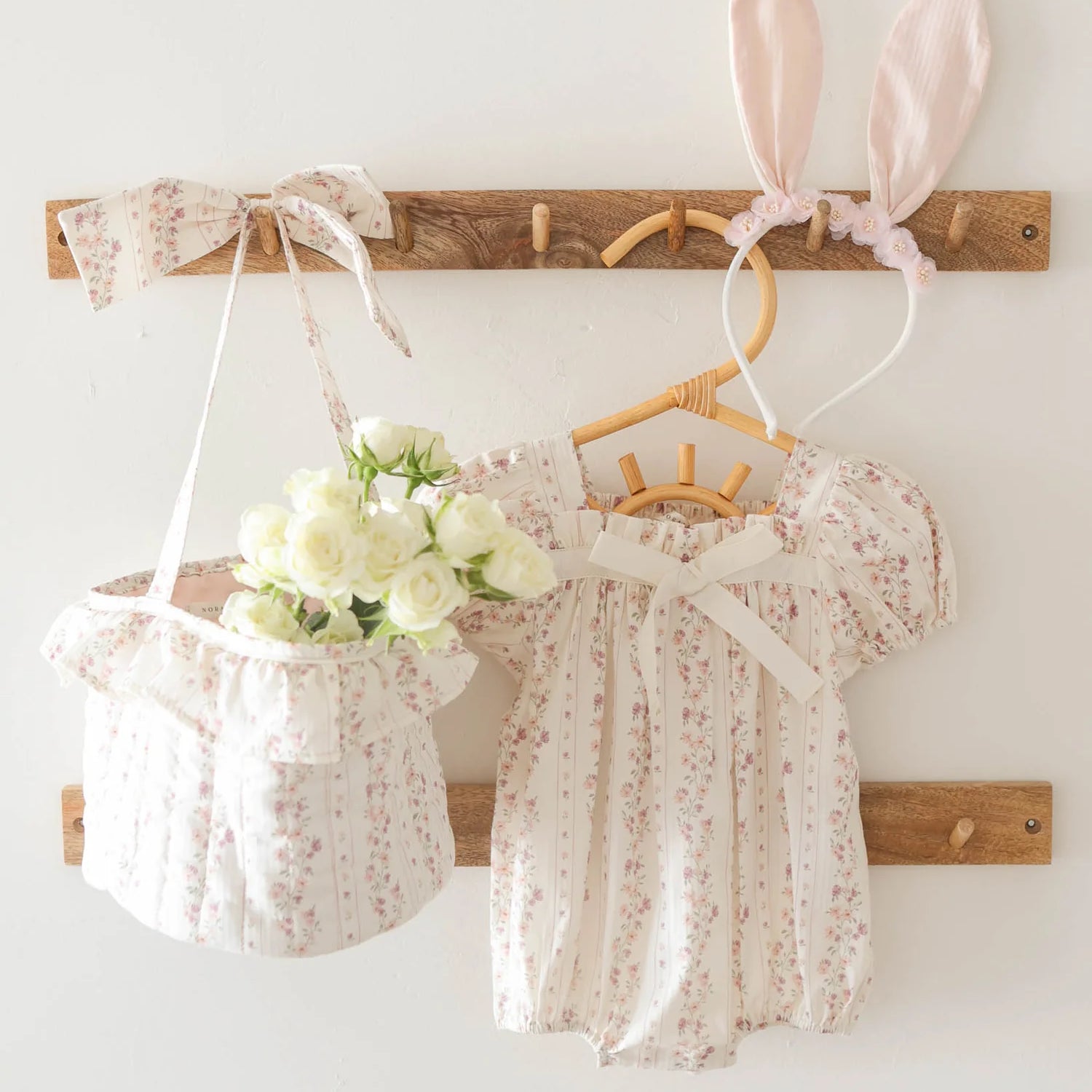 Lyla Romper Floral Stripe by Noralee