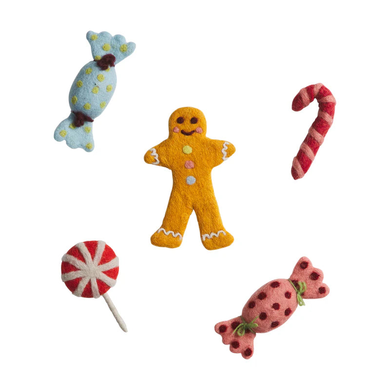 felt toys for the Lyon Gingerbread House Wall Hanging by Sage & Clare