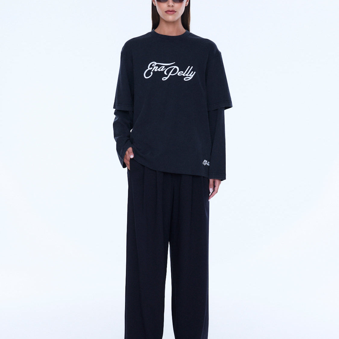 Mock Layer Long Sleeve Tee - Vintage Black/Ep Studios by Ena Pelly
