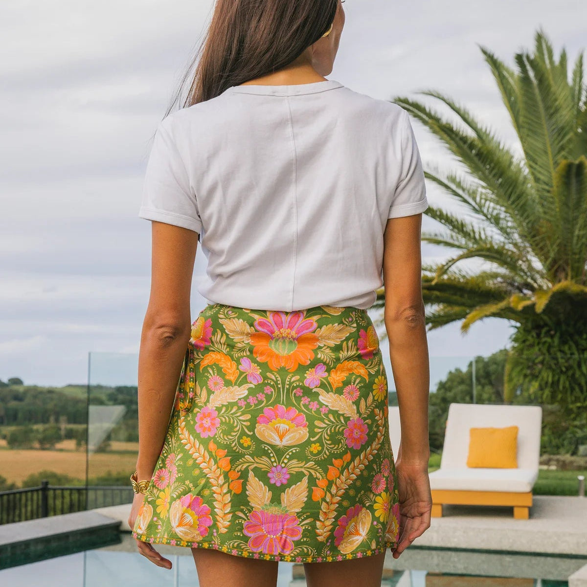 Maison mini skirt guava print pattern detail by Nine Lives Bazaar