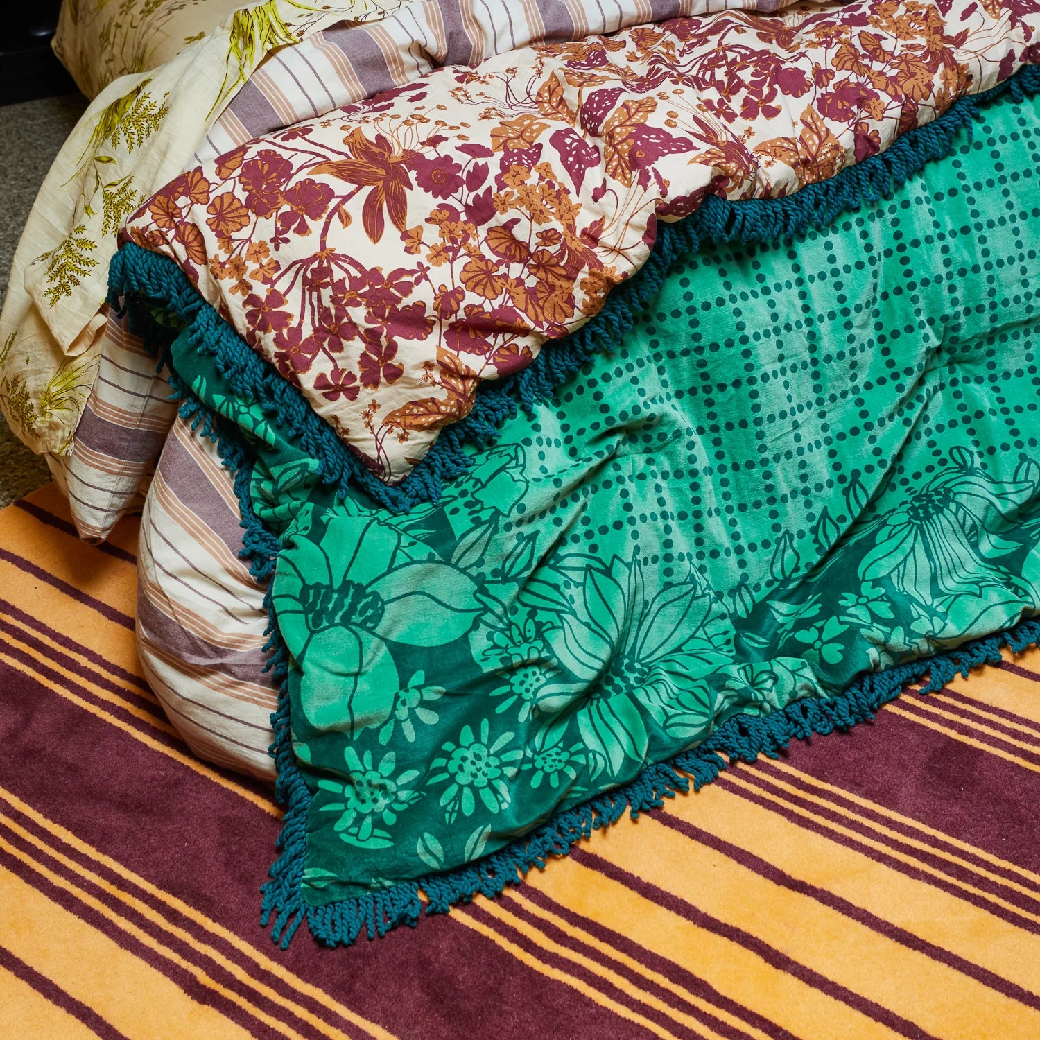 reversible Mallorie velvet blanket by Sage & Clare with fringe edge