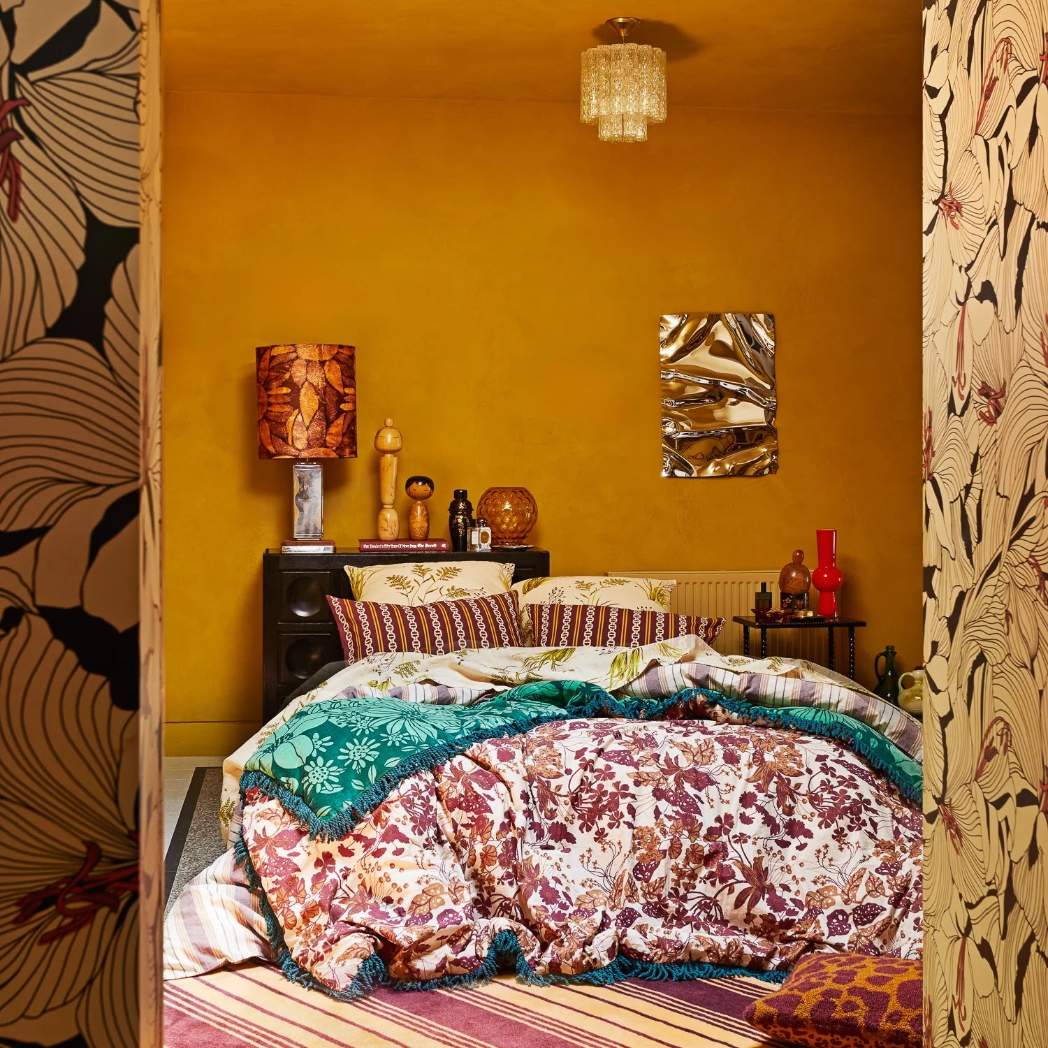 bed with Mallorie velvet blanket by Sage & Clare