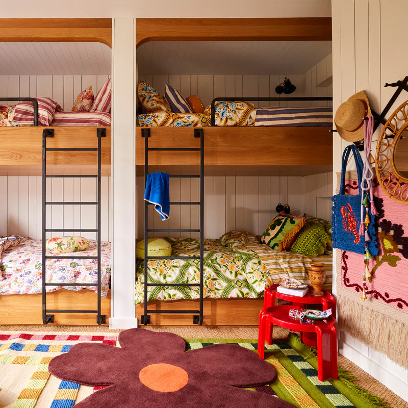 bedroom with Margaret Cotton Quilt Cover - La Palma by Sage & Clare on bed