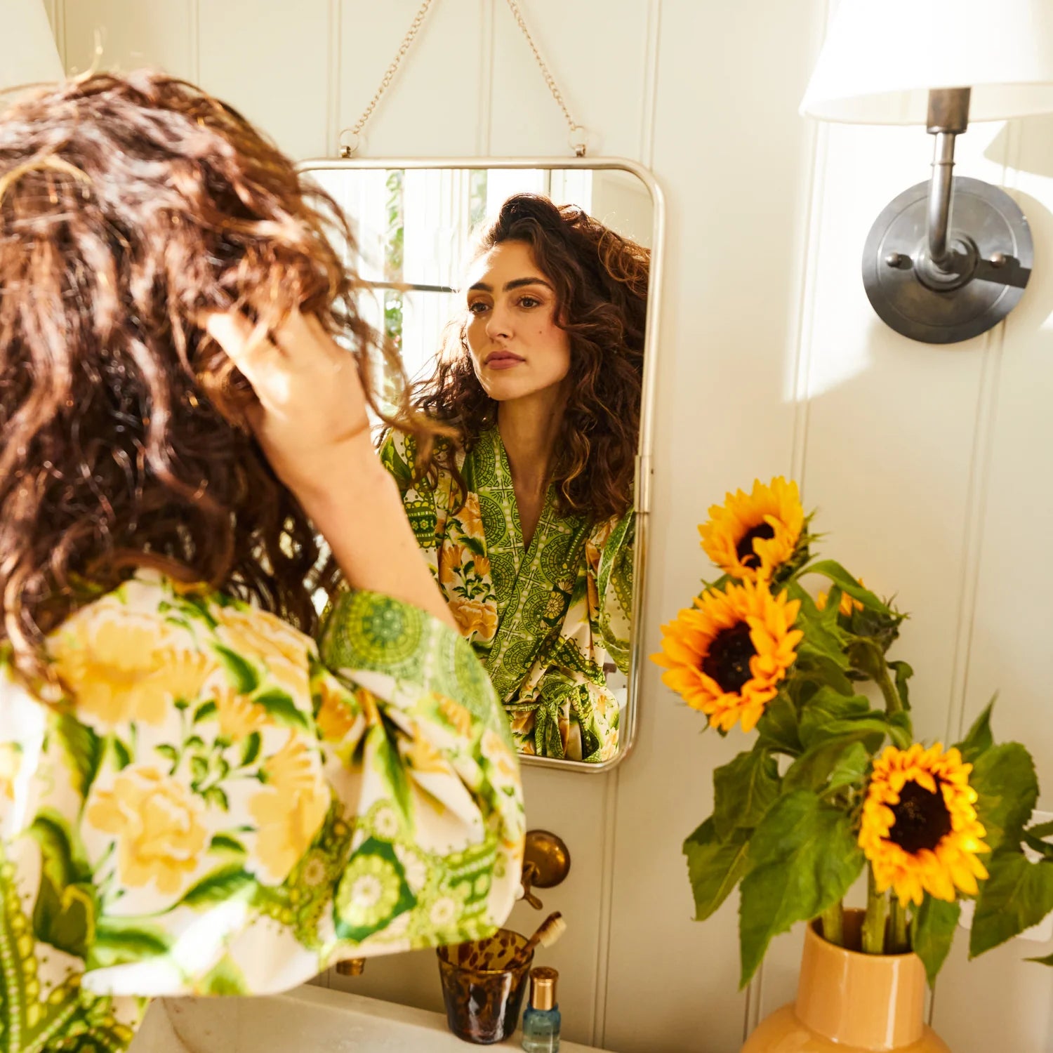 Floral organic cotton robe