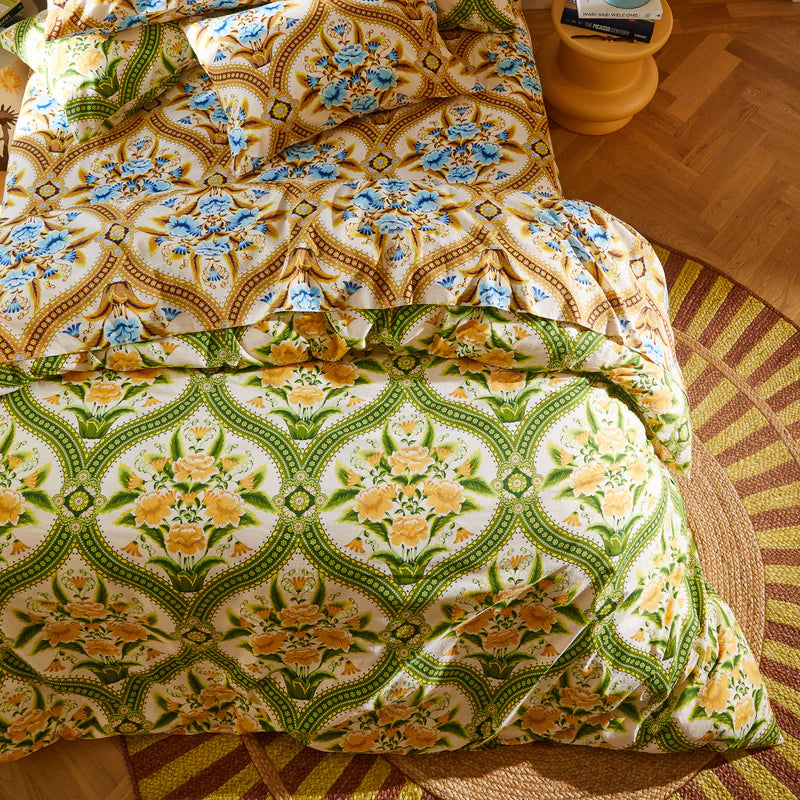 bed setting with the Margaret Cotton Quilt Cover - La Palma by Sage & Clare