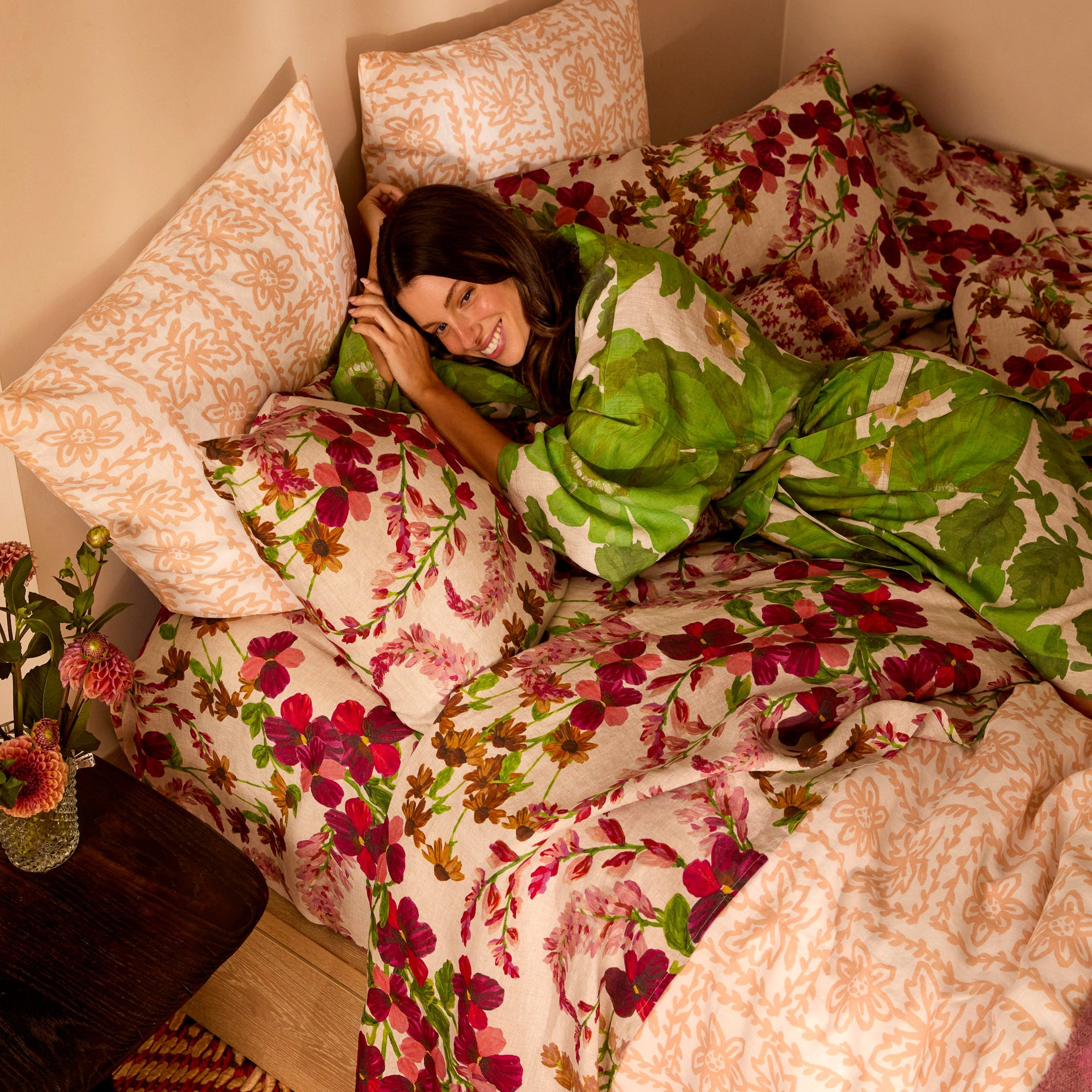 Marigold Leaf Linen Robe by Bonnie & Neil