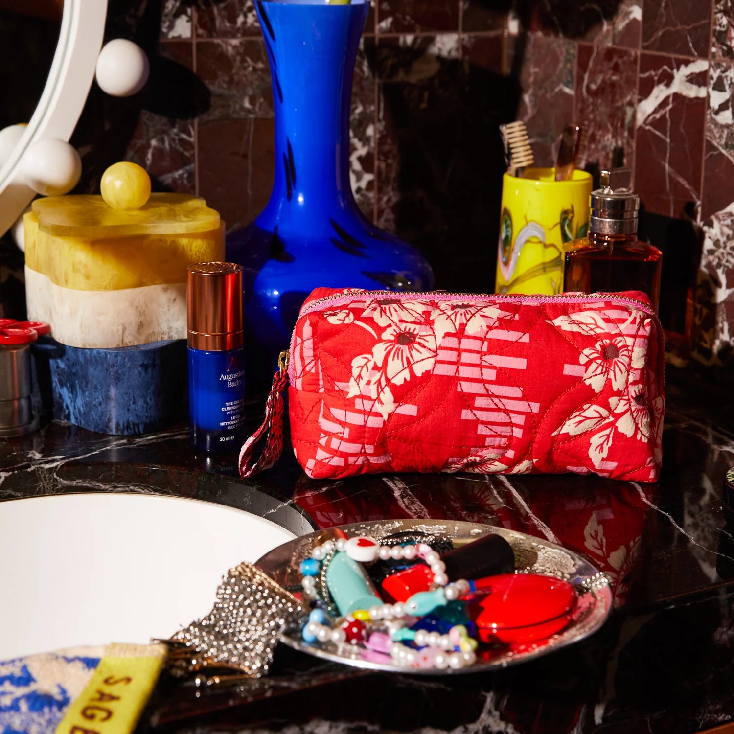 red Marta Travel Pouch- Vermillion by Sage & Clare