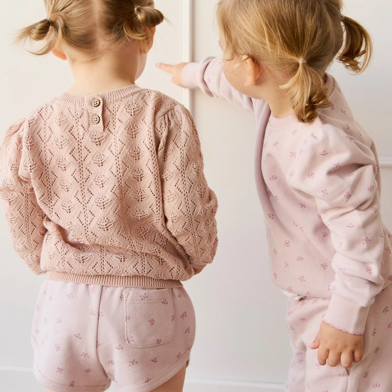 Girls light pink 100% cotton knit jumper by Jamie Kay