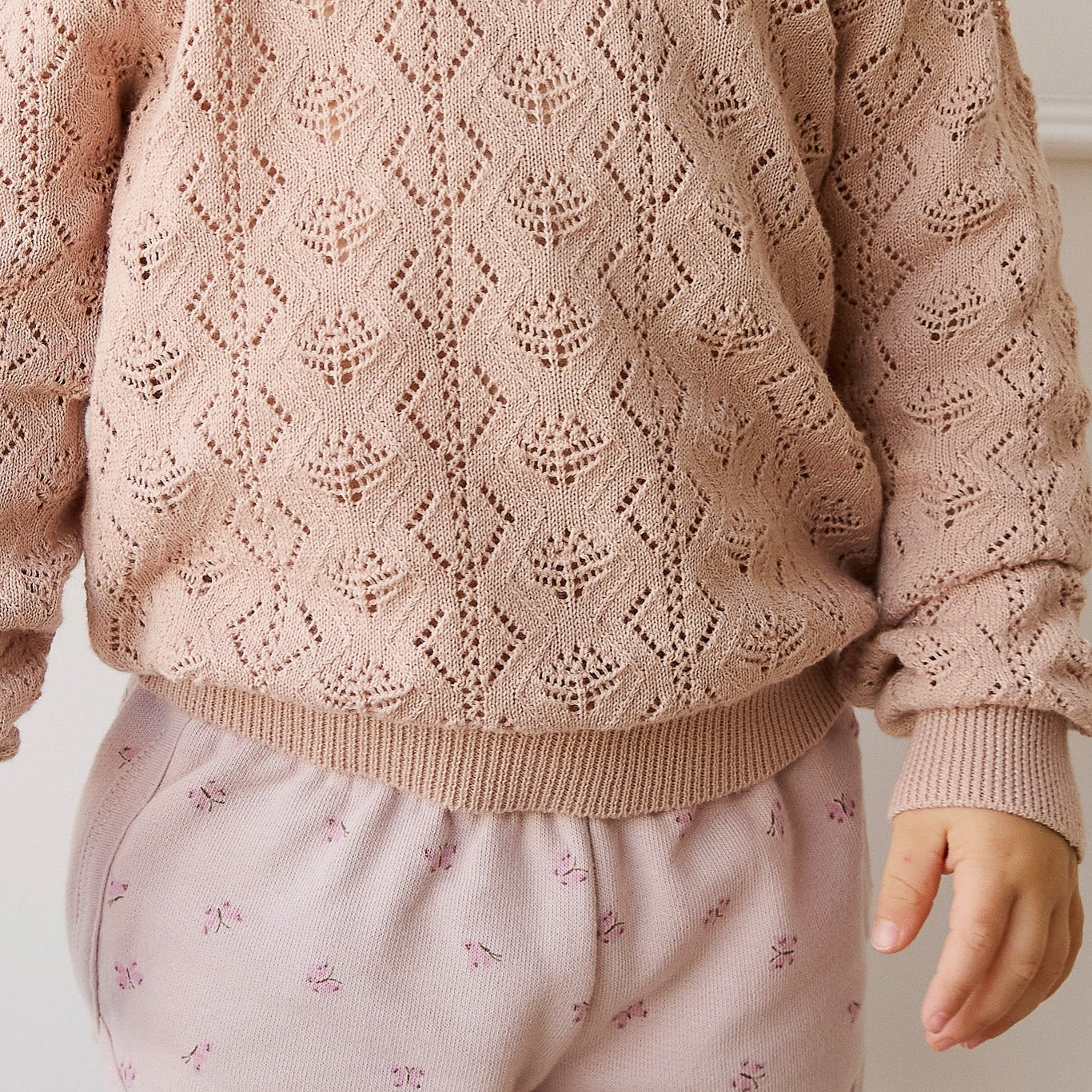 Girls soft pink 100% cotton knit sweater by Jamie Kay