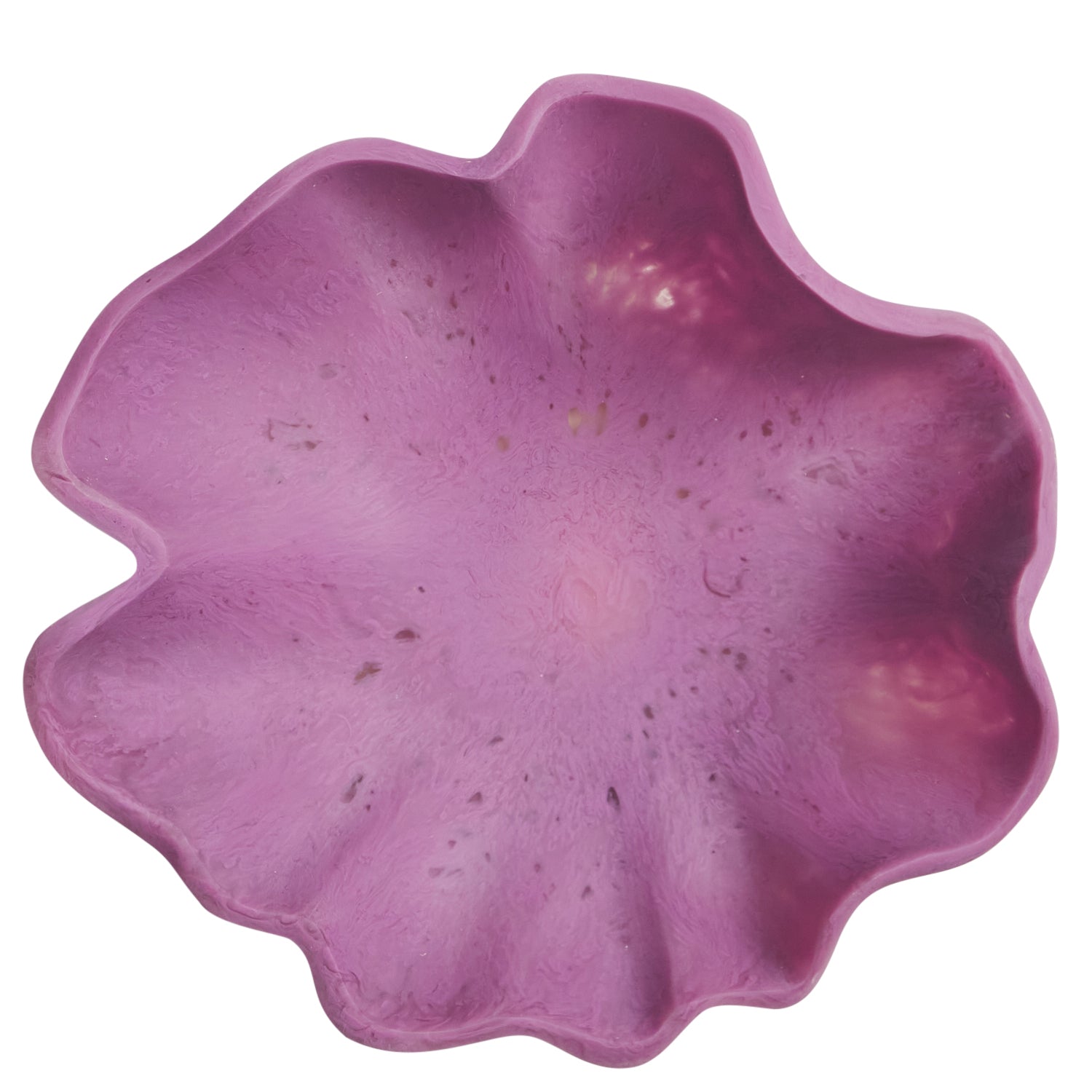 Side view of orchid bowl with grapes and decorative soap on white surface
