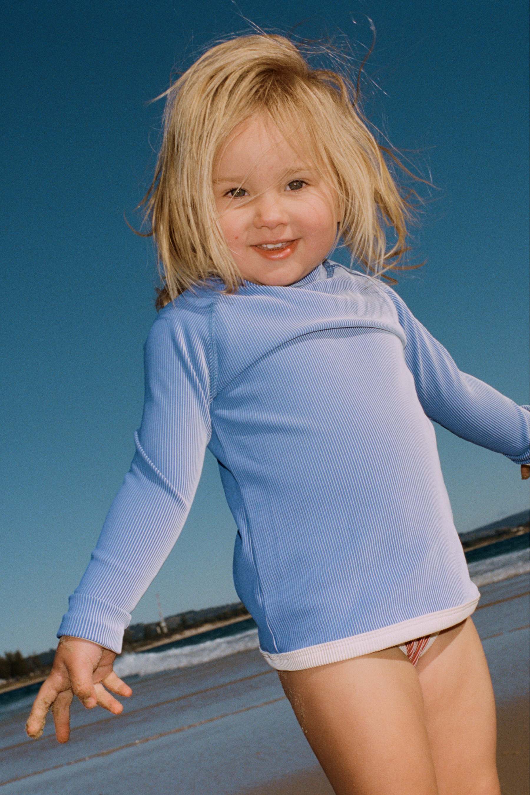Zulu & Zephyr Sea Blue Mini Stripe Rashie - Sea Blue