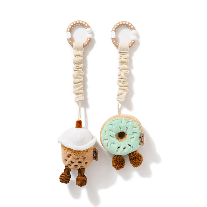 2 Pack Mini Market Brunch Stroller Toys - Boba Tea & Donut by Living Textiles