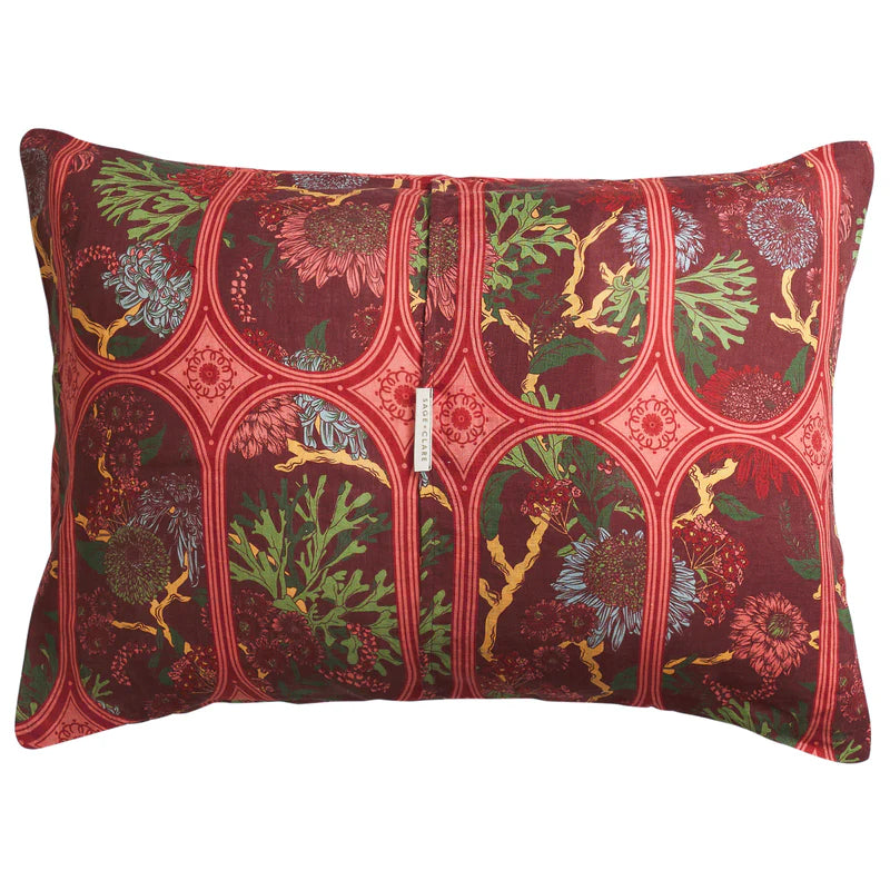 back detail of Naia Linen Pillowcase Set – Garnet by Sage & Clare