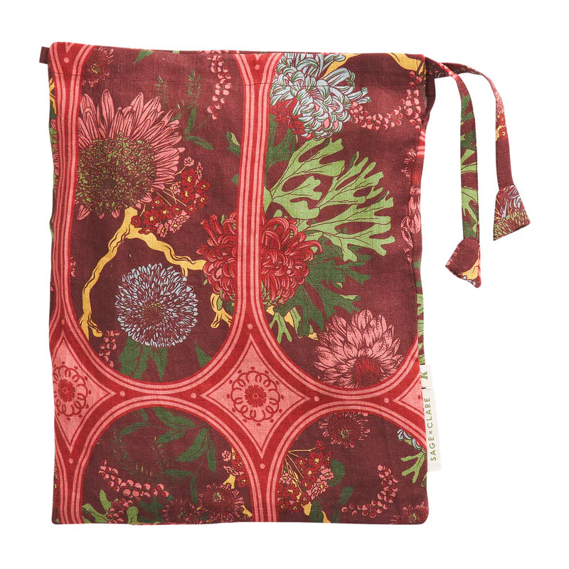 Naia Linen Quilt Cover - Garnet by Sage & Clare linen bag