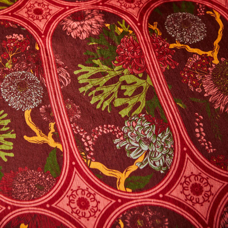 linen fabric details of Naia Linen Quilt Cover - Garnet by Sage & Clare