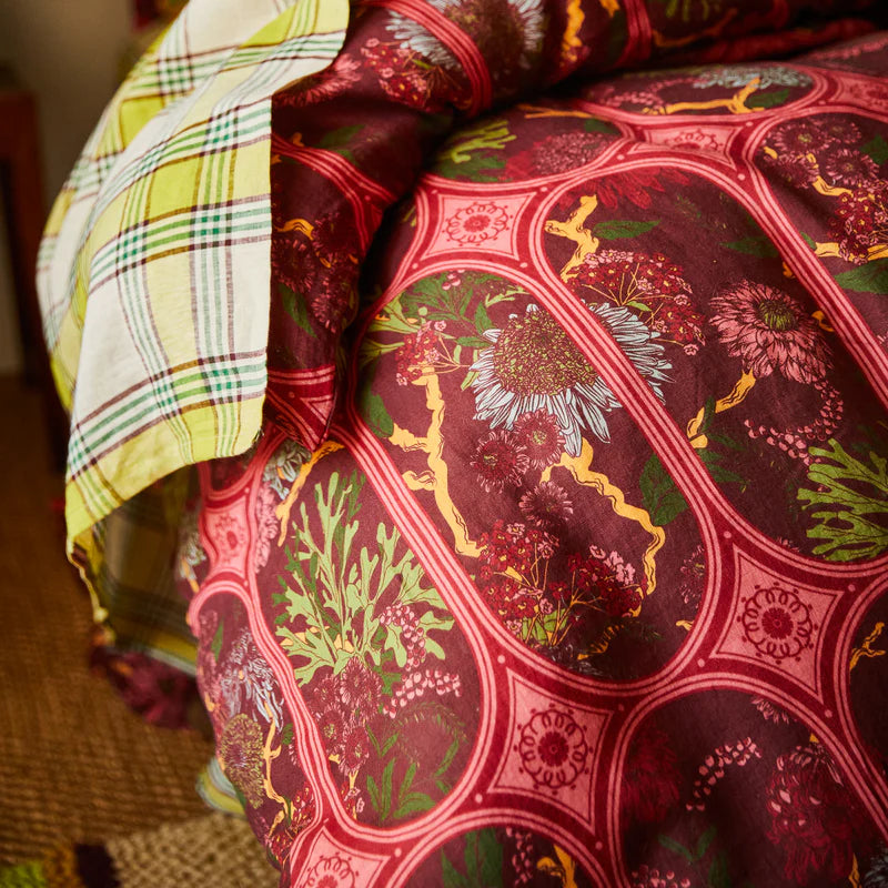 fabric details of Naia Linen Quilt Cover - Garnet by Sage & Clare