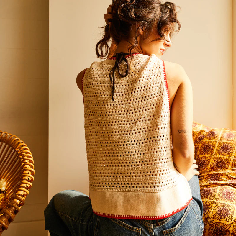 back view of Natalina Knit Top - Pearl by Sage & Clare