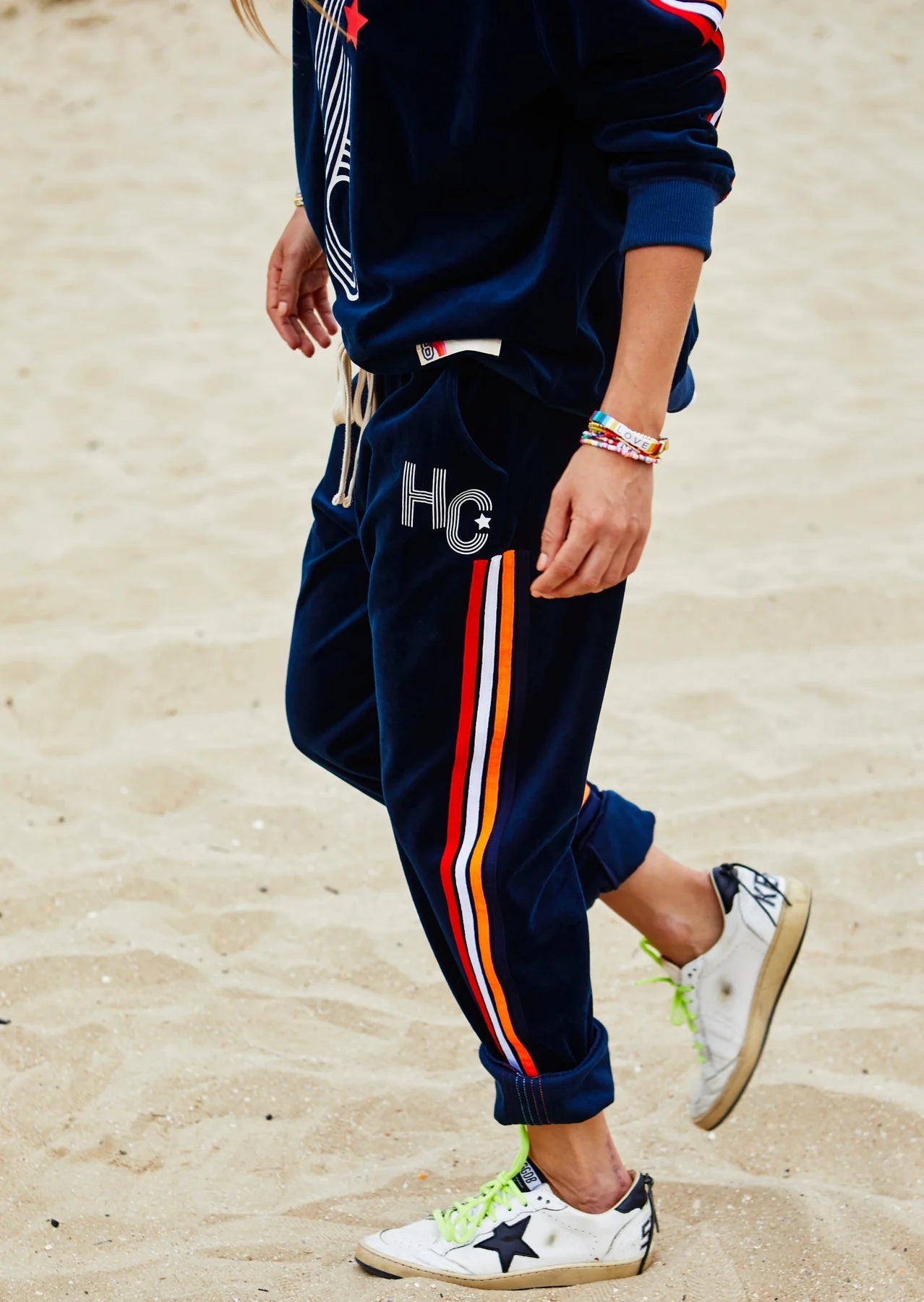 Retro 76 Navy Velour Track Pant by Hammill & Co