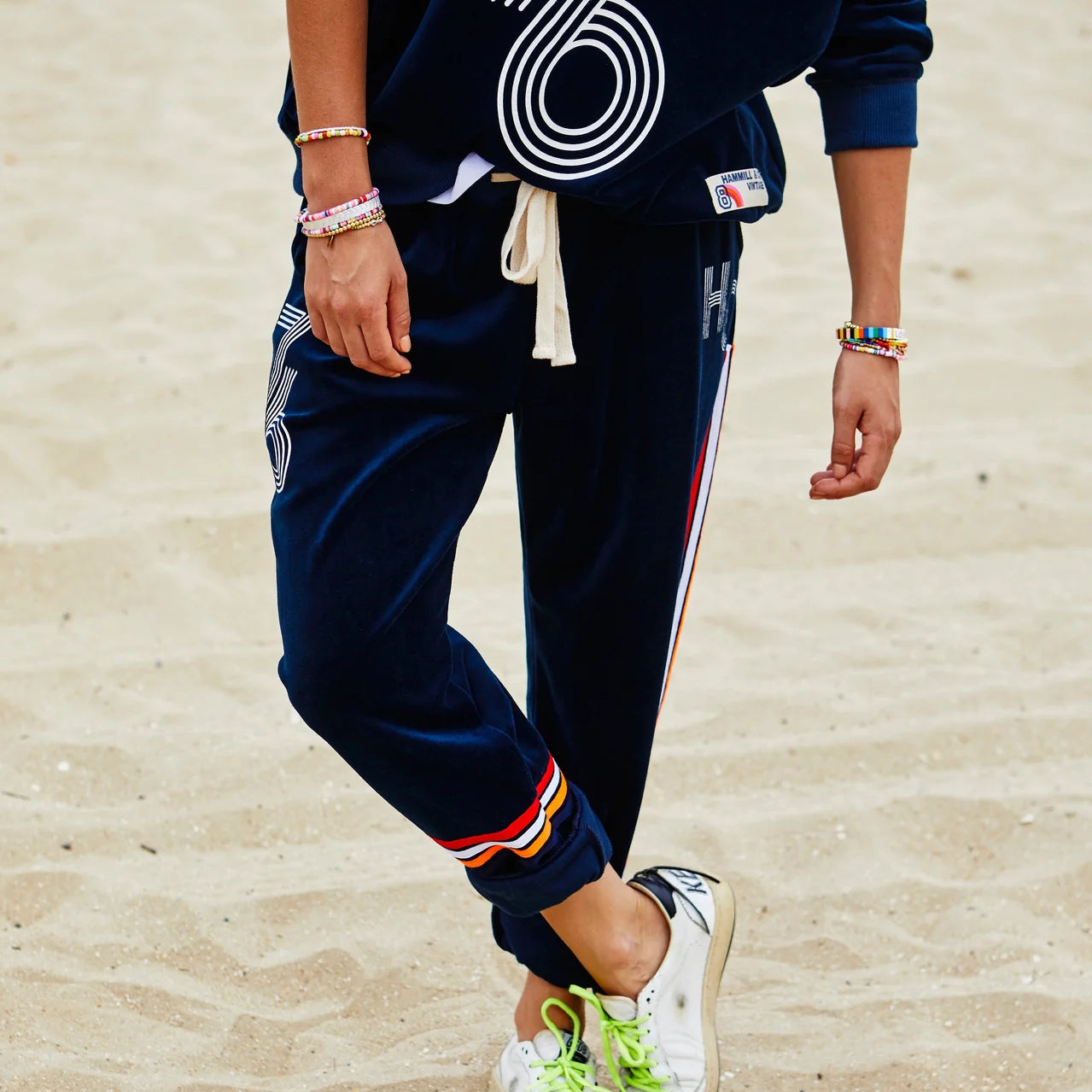 Retro 76 Navy Velour Track Pant by Hammill & Co