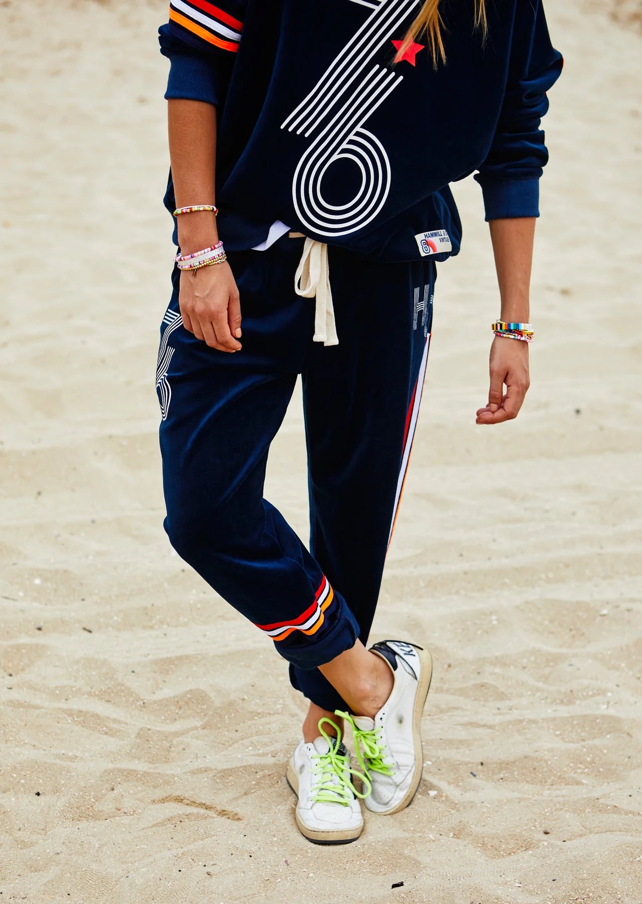 Retro 76 Navy Velour Track Pant by Hammill & Co