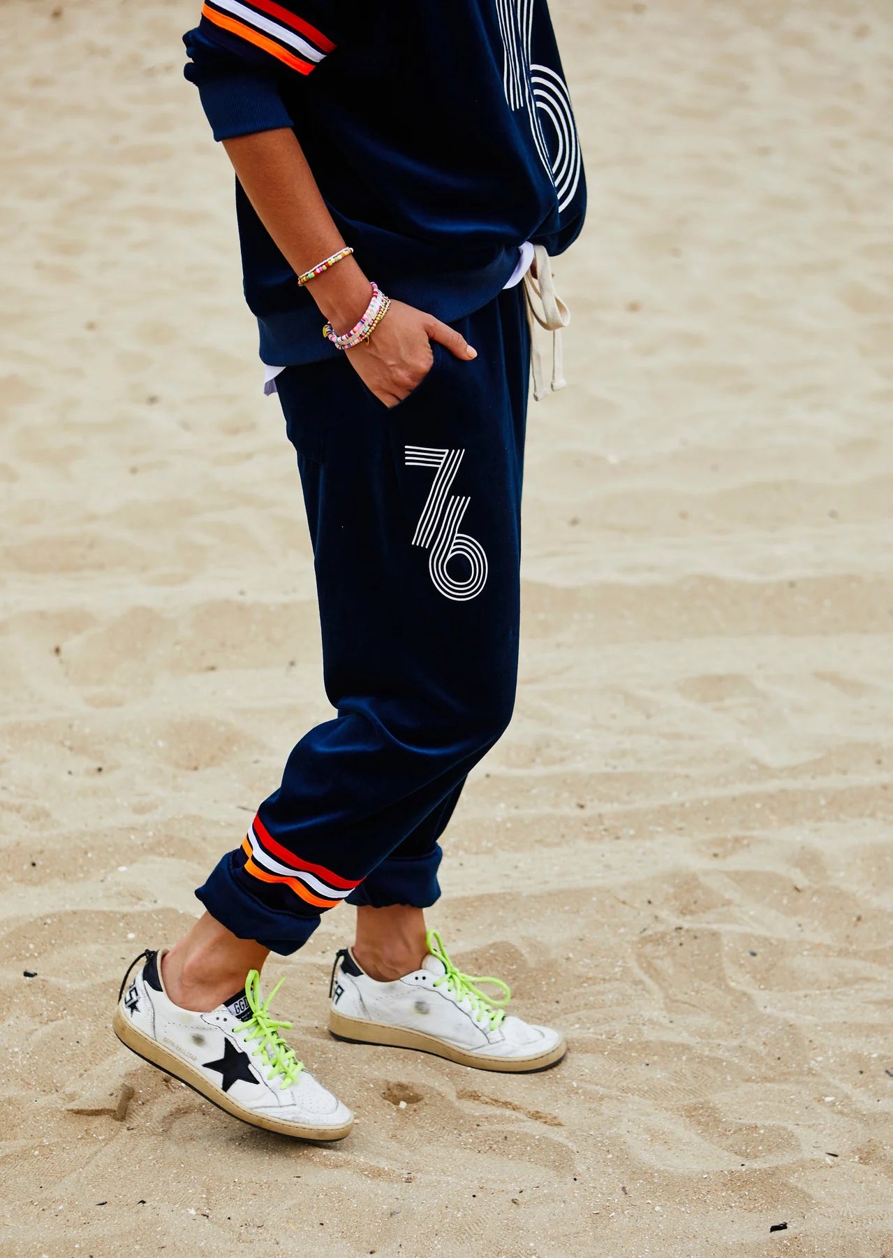 Retro 76 Navy Velour Track Pant by Hammill & Co