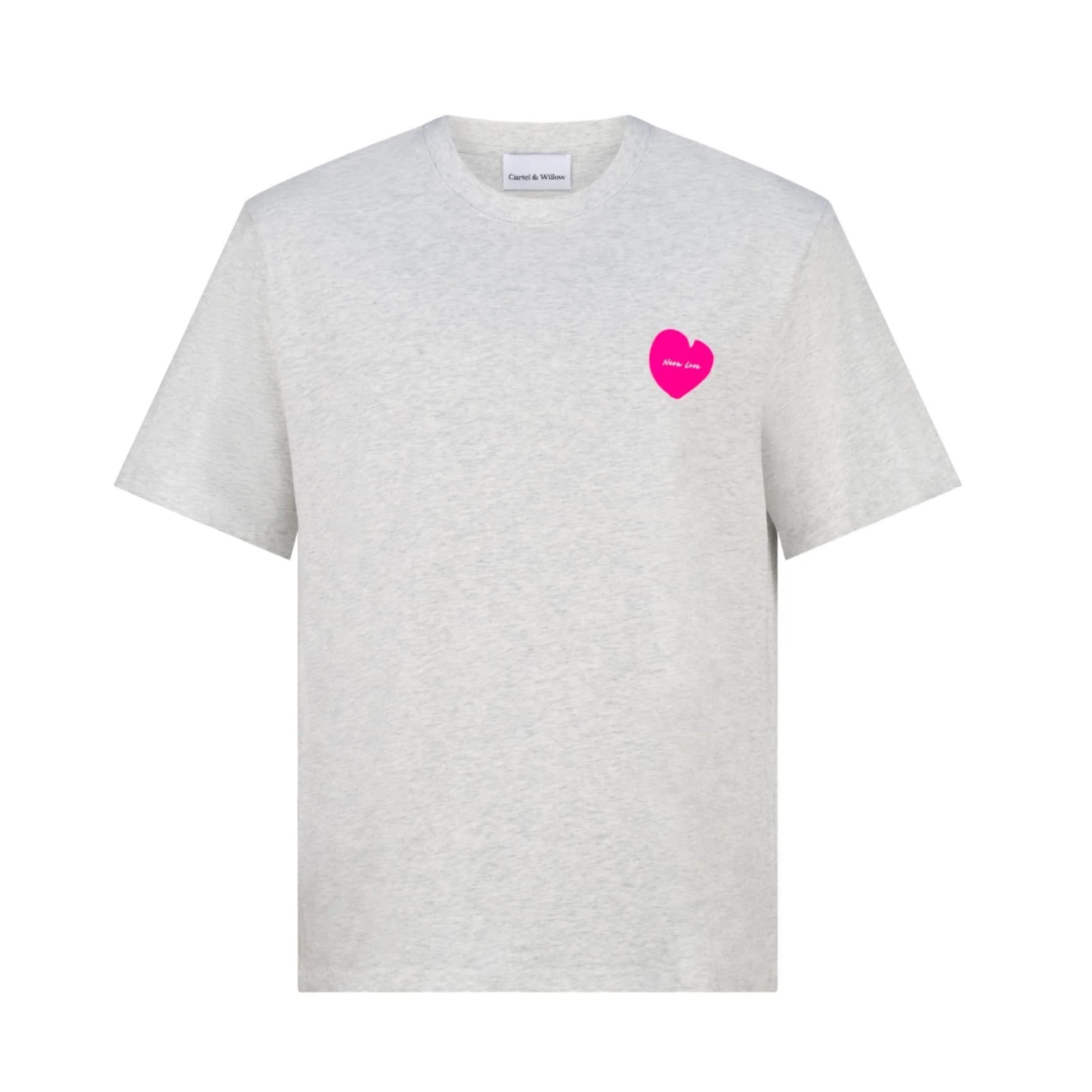 Neon Love Tee - Grey Marle / Neon Pink by Cartel & Willow
