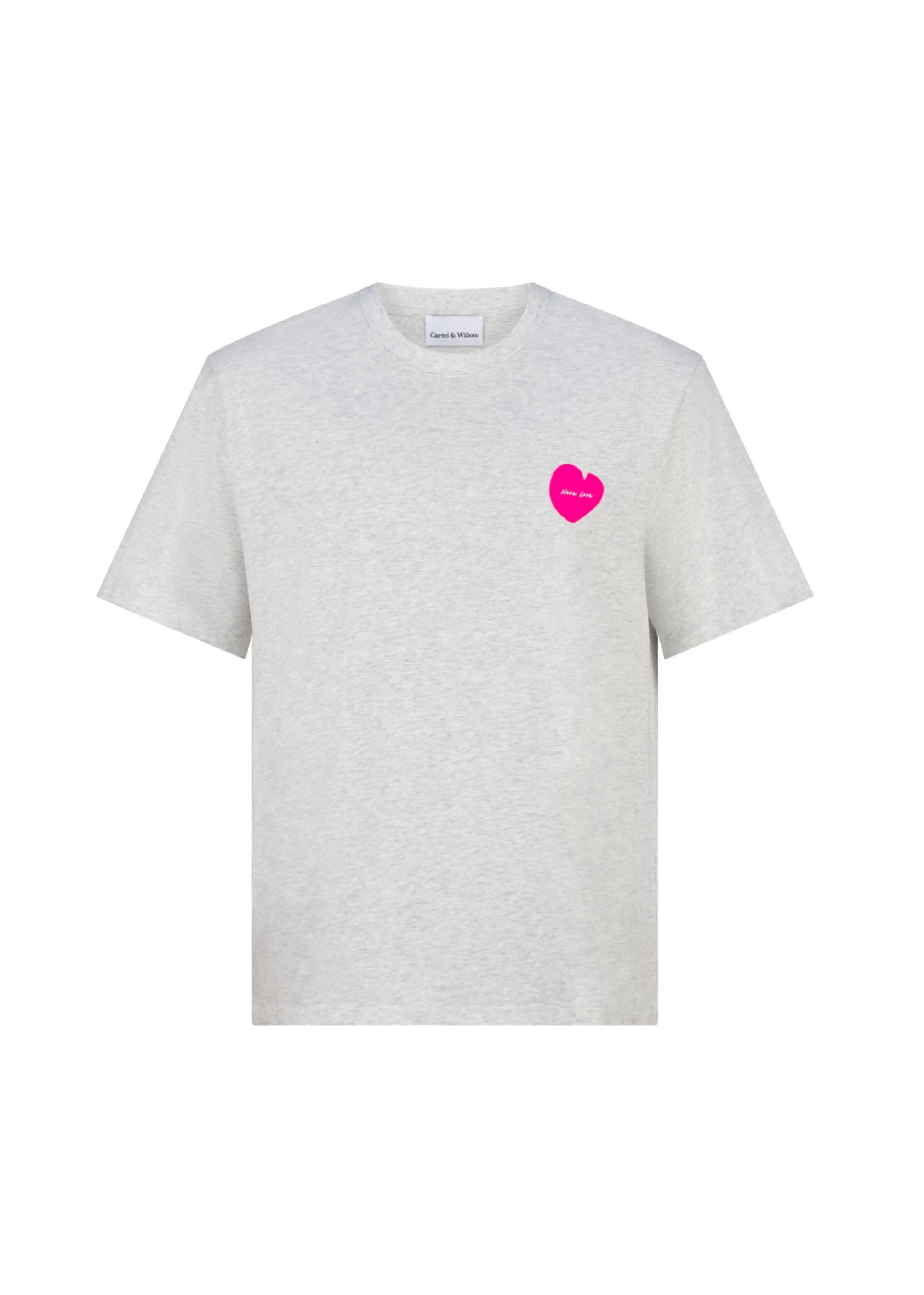 Neon Love Tee - Grey Marle / Neon Pink by Cartel & Willow