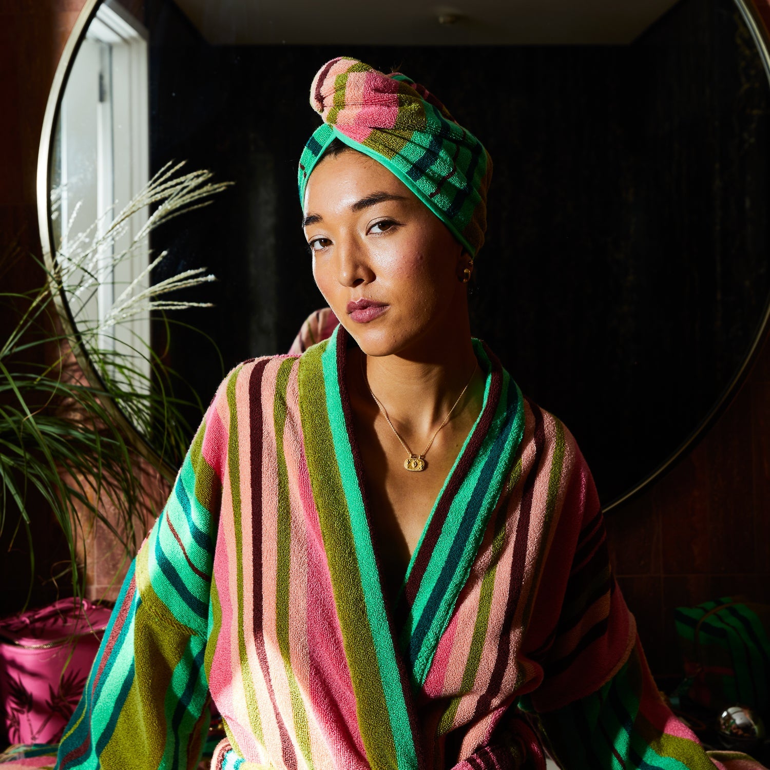 Close up of terry cotton texture on Sage & Clare Nicolette hair wrap