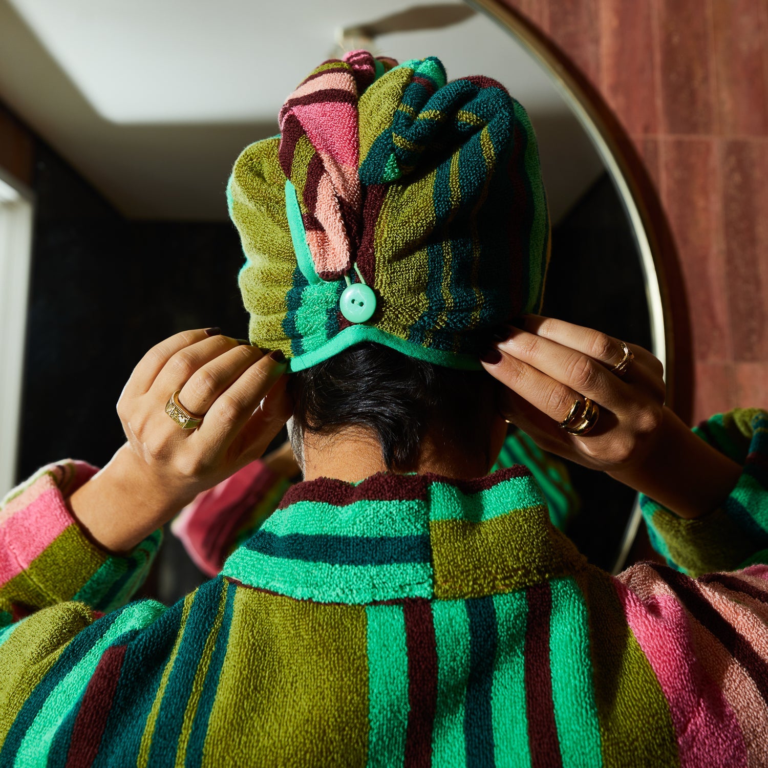 Sage & Clare Nicolette hair wrap product packaging in juniper colorway