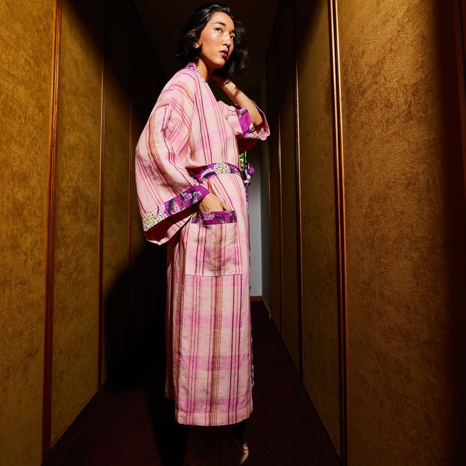 Nicolette Linen Robe - Poudre by Sage & Clare by Sage & Clare Wholesale