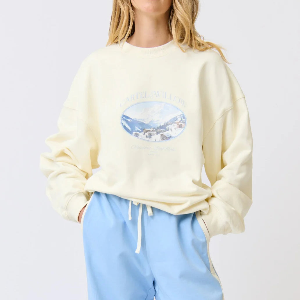 Nina sweater in cream print by cartel and willow