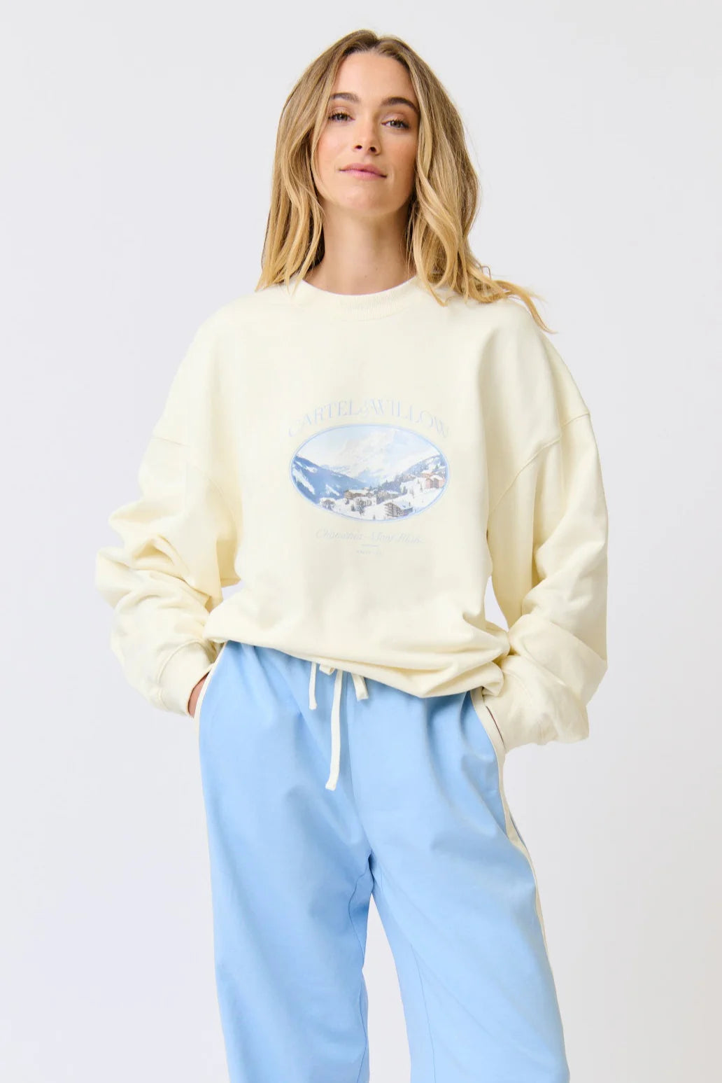 Nina sweater in cream print by cartel and willow