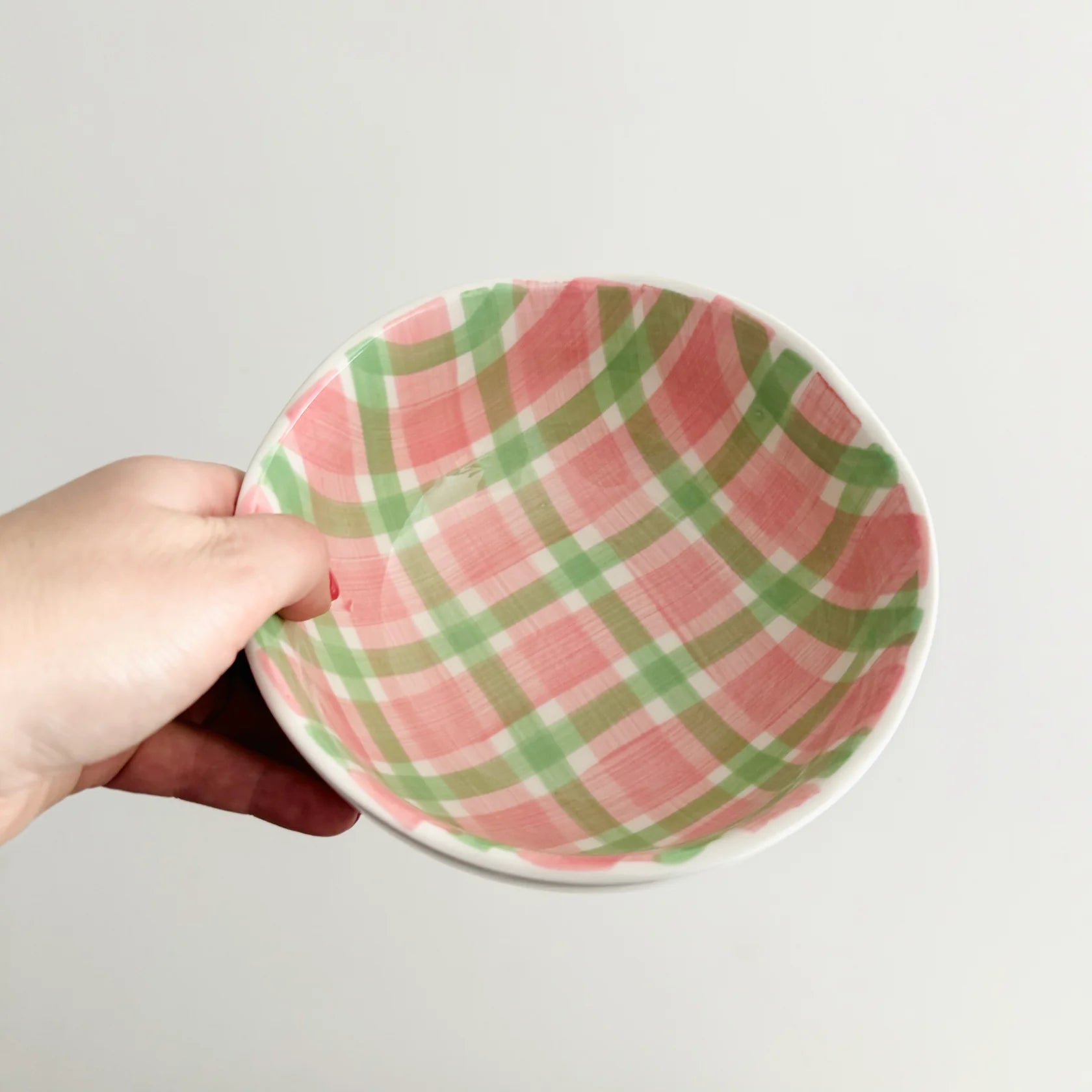 Noss and Co small bowl in pink and mint green gingham print