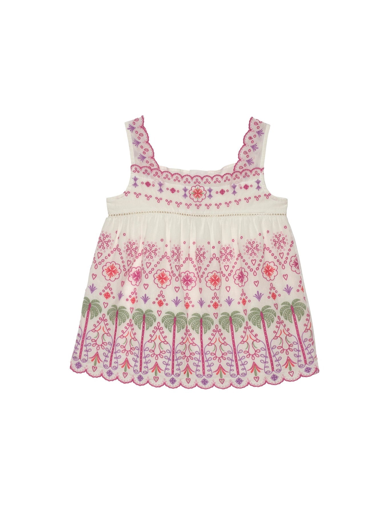 Kids White Singlet top with embroidery - Oasis top by Tutu Du Monde