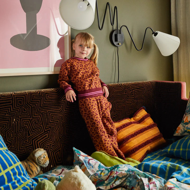 Odette Kids Knit Pants in Leopard print by Sage and Clare