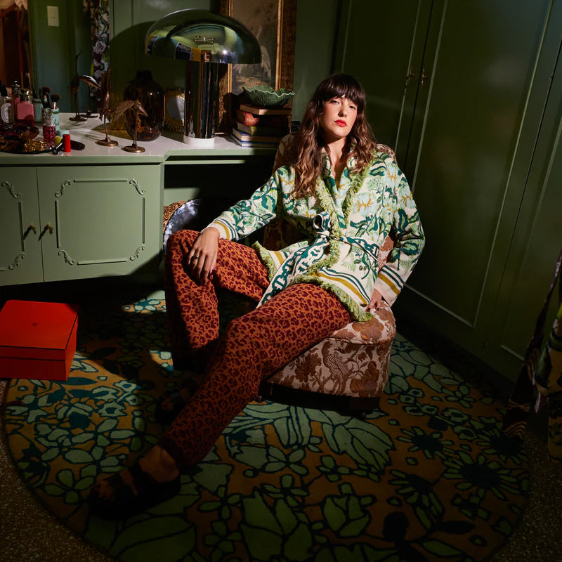 Odette leopard print organic cotton knit pants by Sage and Clare