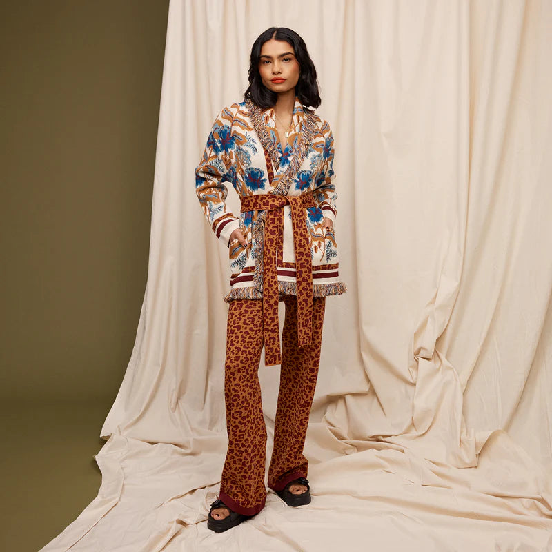 Odette leopard print knit pants by Sage and Clare