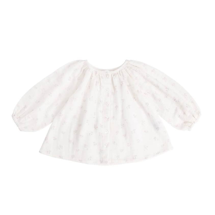 Front view of the Organic Cotton Muslin Heather Blouse - Pauline Pink | Jamie Kay