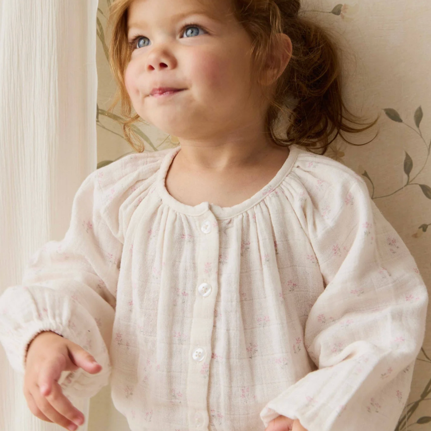 Organic Cotton Muslin Heather Blouse - Pauline Pink | Jamie Kay