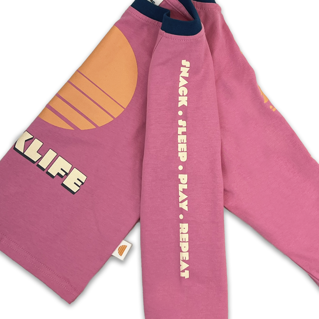 Side sleeve view of Parklife Kids Long Sleeve Tee - Peony | Banabae