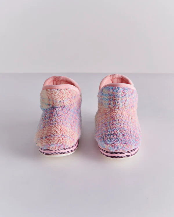 Pastel Dreams Tartan Sherpa Kids Ankle Boot slippers by Kip & Co