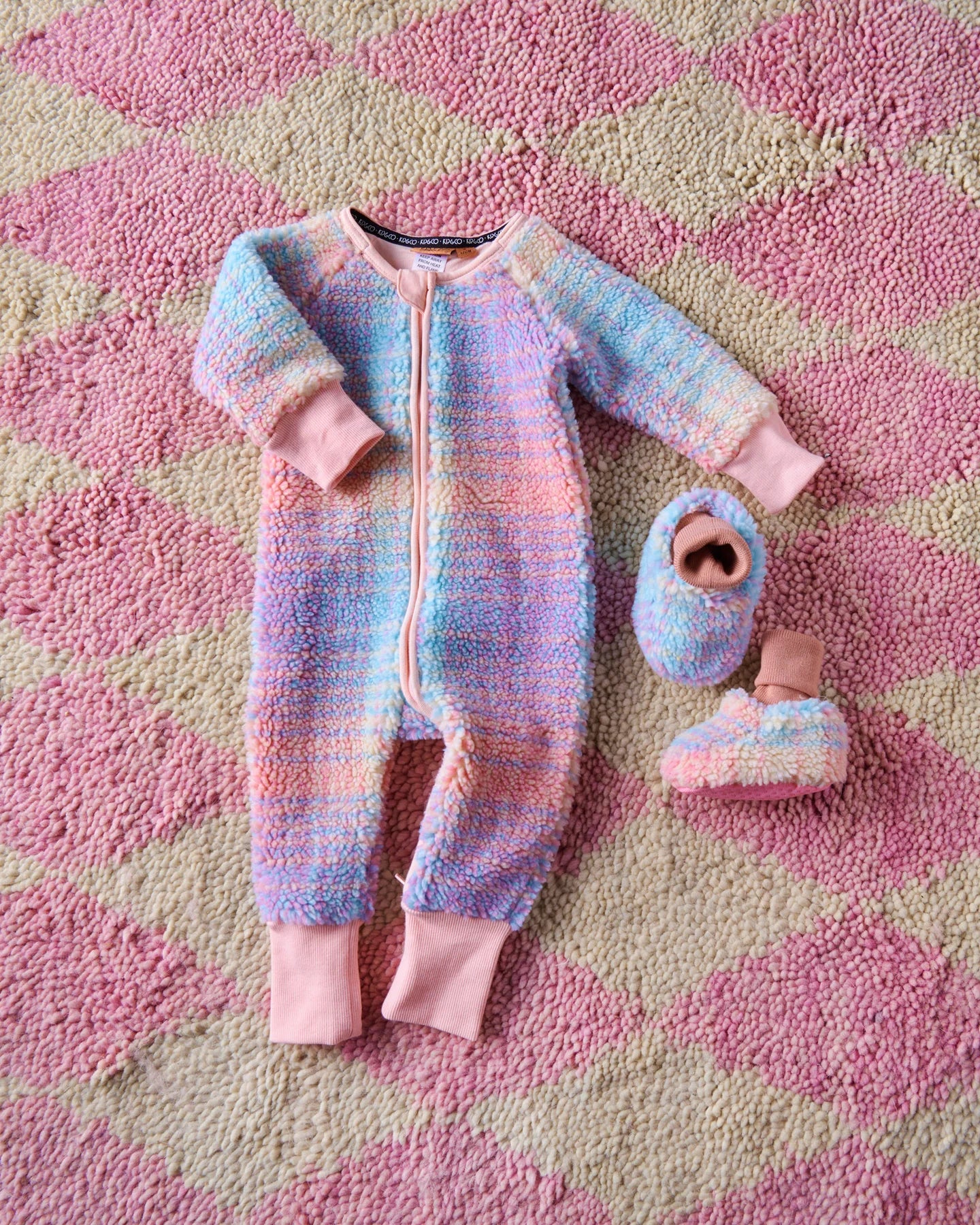 Pastel Dreams Tartan Sherpa Long Sleeve Romper by Kip & Co