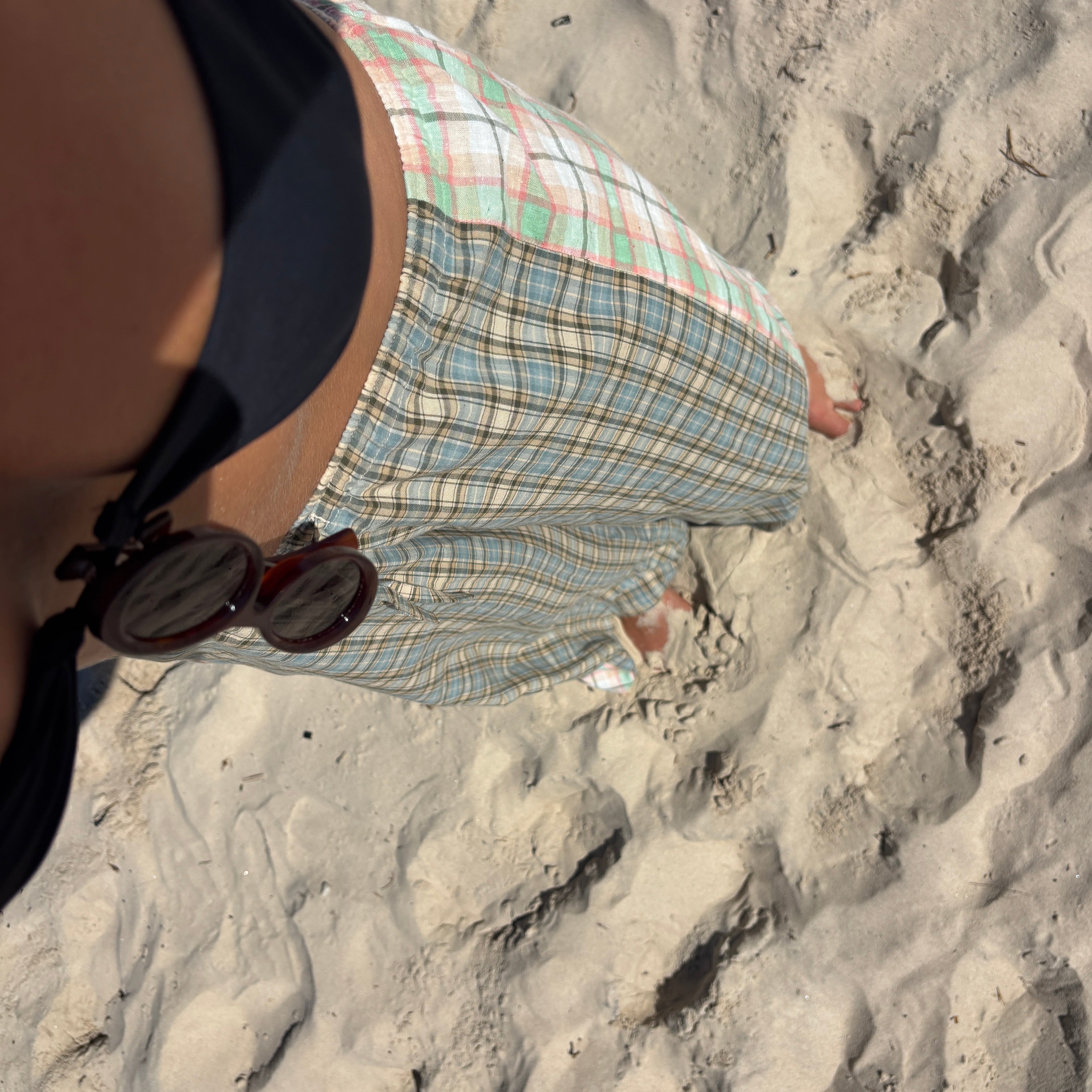 High angle of Patchwork Pant in Cottage Plaid | Atmosea