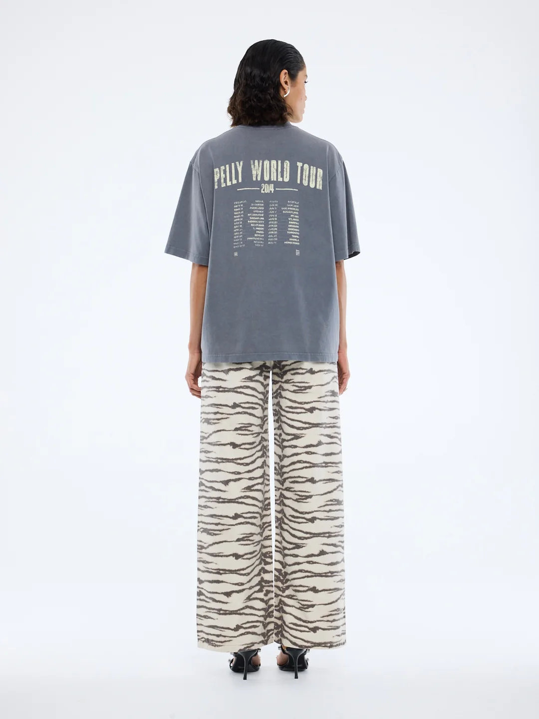 womens tee - Pelly World Tour Tee - Washed Grey by Ena Pelly