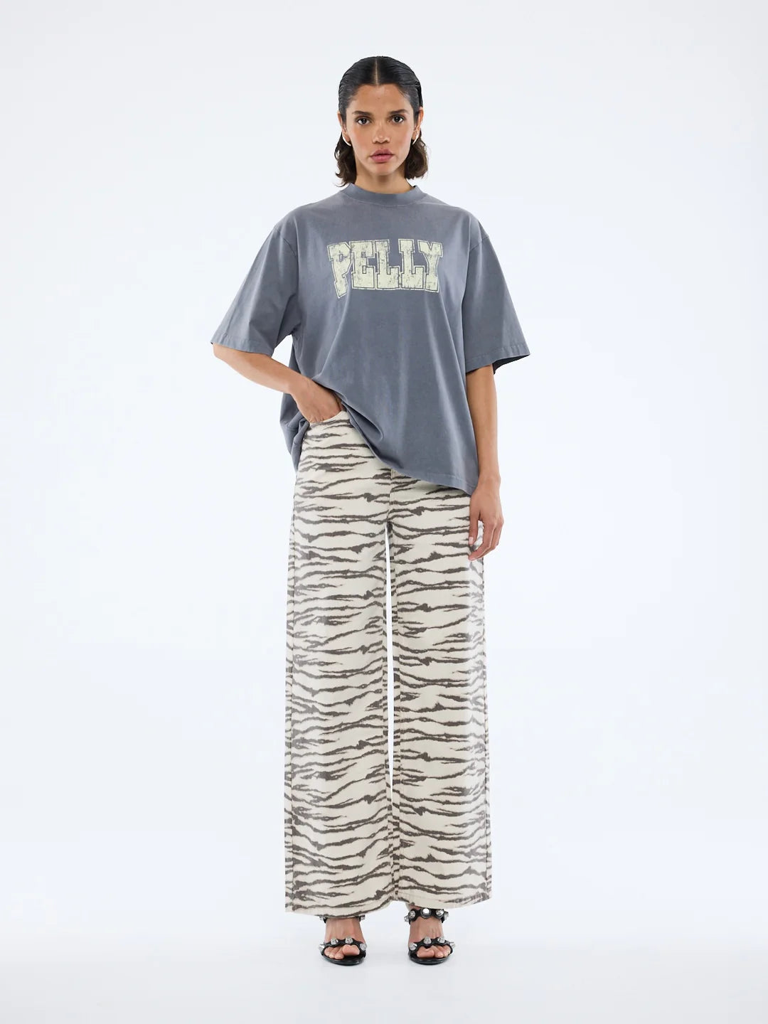 Womens Ena Pelly Tee - Pelly World Tour Tee - Washed Grey by Ena Pelly