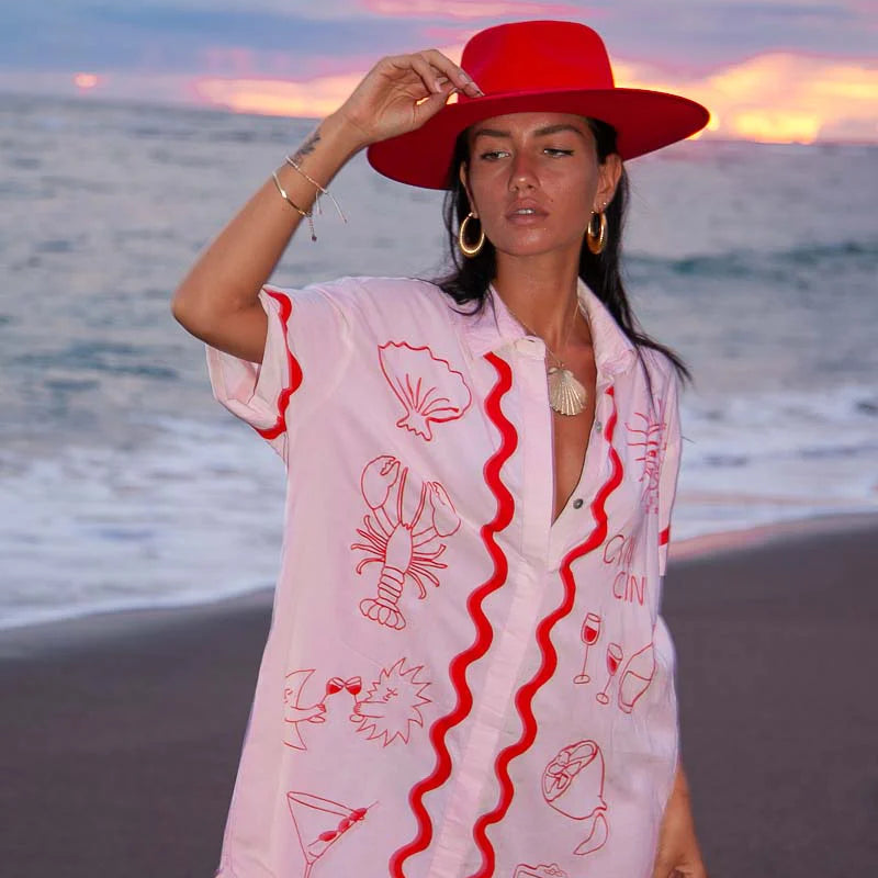 Wine Club Shirt Dress by Palm Collective