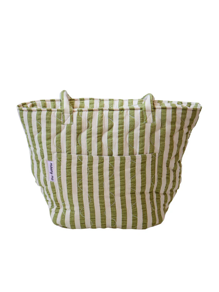 Pistachio Seersucker Quilted Bag by Mosey Me