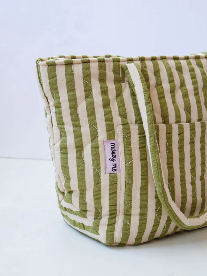fabric detail of Pistachio Seersucker Quilted Bag by Mosey Me